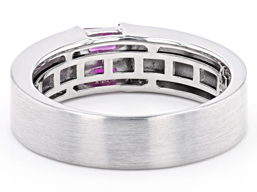 0.65ctw Rectangular Octagonal Lab Created Ruby Rhodium Over Silver Men's July Birthstone Ring - Size 12