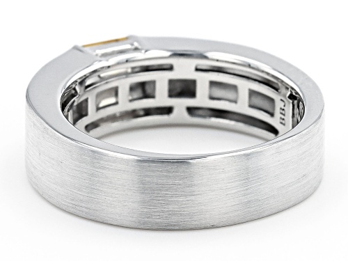 0.51ctw Rectangular Octagonal Citrine Rhodium Over Sterling Silver Men's November Birthstone Ring - Size 11