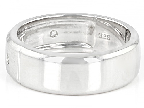 0.14ctw Round White Zircon Rhodium Over Sterling Silver Men's Band Ring - Size 11