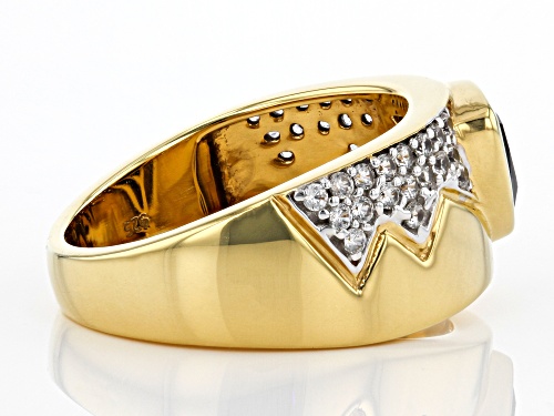 1.95ct Black Spinel And 0.61ctw White Zircon 18k Yellow Gold Over Sterling Silver Men's Ring - Size 11