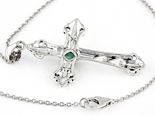 5x5mm Square Cushion Composite Turquoise Sterling Silver Men's Cross Pendant With Chain