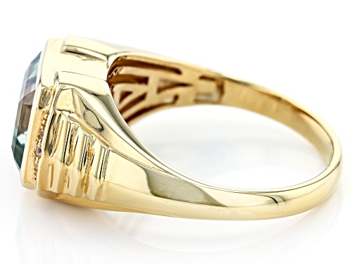 3.57ct Prasiolite With 0.04ctw White Zircon 18k Yellow Gold Over Sterling Silver Men's Ring - Size 10