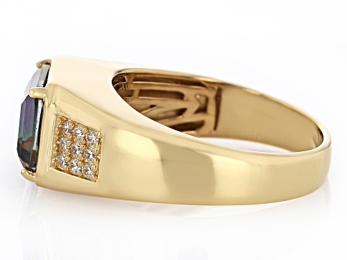 3.87ct Multi-Color Quartz With 0.32ctw White Zircon 18k Yellow Gold Over Sterling Silver Men's Ring - Size 12