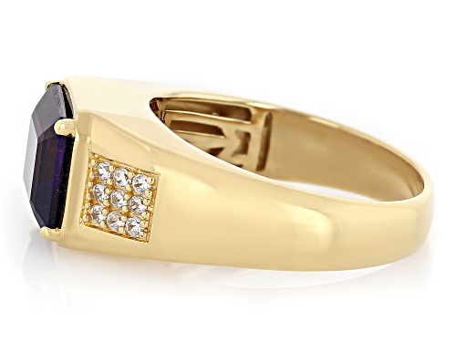 3.57ct African Amethyst With 0.32ctw White Zircon 18k Yellow Gold Over Sterling Silver Men's Ring - Size 12