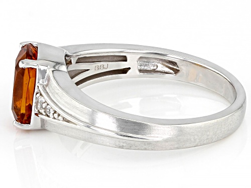 1.50ct Madeira Citrine With 0.12ctw White Zircon Rhodium Over Sterling Silver Men's Ring - Size 10