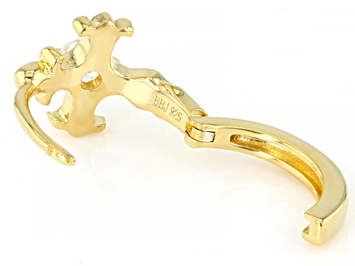 0.21ct Round White Zircon 18k Yellow Gold Over Sterling Silver Single Cross Hoop Earring
