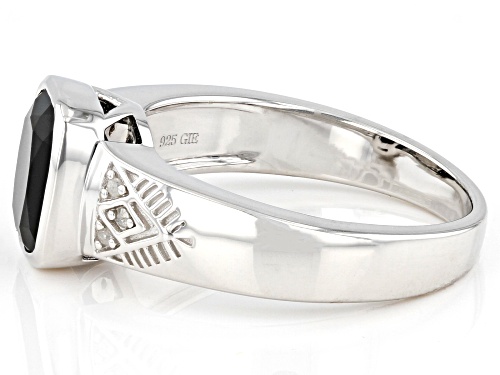 2.67ct Black Onyx With 0.03ctw White Diamond Accent Rhodium Over Sterling Silver Men's Ring - Size 11