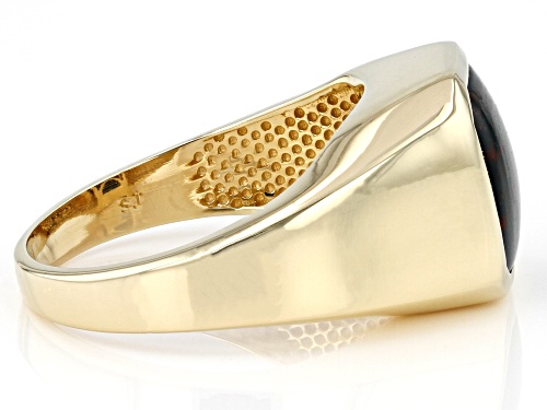 12x10mm Rectangular Octagonal Bloodstone 18k Yellow Gold Over Sterling Silver Men's Ring - Size 12