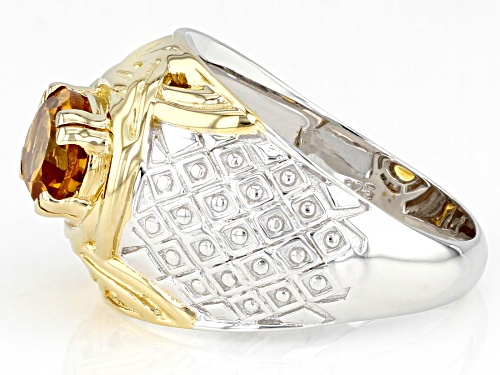 1.48ctw Oval Citrine Rhodium & 18k Yellow Gold Over Sterling Silver Two-Tone Men's Ring - Size 9