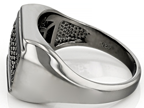 0.48ctw Round Black Spinel, Black Rhodium Over Sterling Silver Men's Ring - Size 12