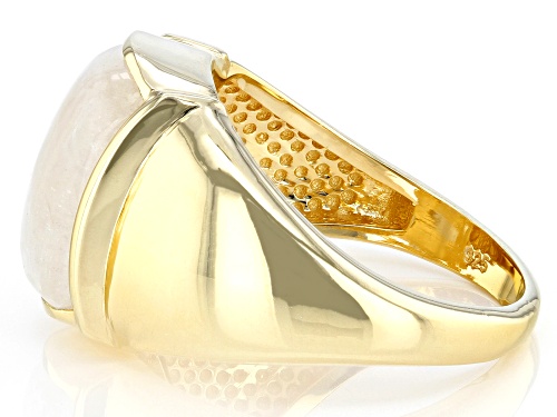 14x10mm Rectangular Cushion Rainbow Moonstone 18k Yellow Gold Over Sterling Silver Men's Ring - Size 13