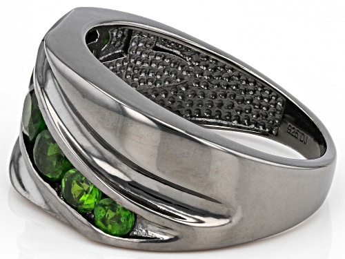 1.37ctw Round Chrome Diopside Black Rhodium Over Sterling Silver Men's Ring - Size 11