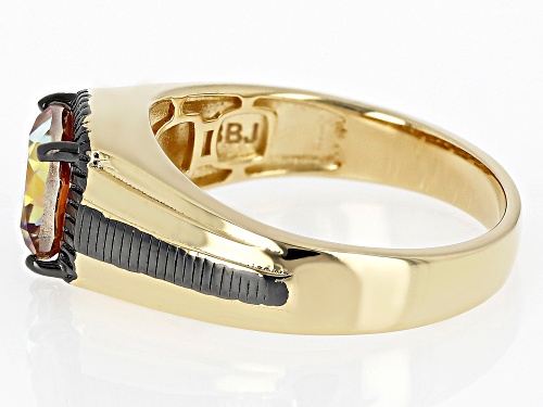 2.55ct Square Cushion Northern Lights™ Quartz 18k Yellow Gold Over Silver Two-Tone Men's Ring - Size 11