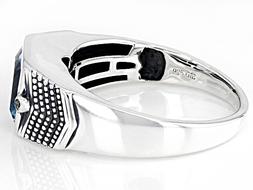 3.50ct Square Cushion Glacier Topaz™ With 0.01ctw White Diamond Accent Sterling Silver Men's Ring - Size 12