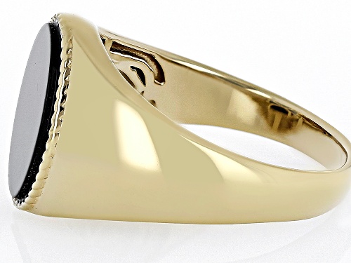 14x10mm Oval Black Onyx 18k Yellow Gold Over Sterling Silver Men's Ring - Size 9