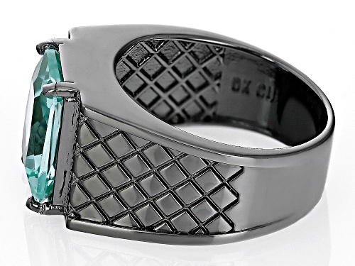 6.20ct Lab Created Green Spinel With 0.15ctw Black Spinel, Black Rhodium Over Brass Men's Ring - Size 12