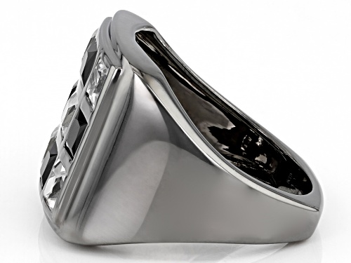 1.62ctw Black Spinel And 1.81ctw Lab White Sapphire, Black Rhodium Over Sterling Silver Men's Ring - Size 11