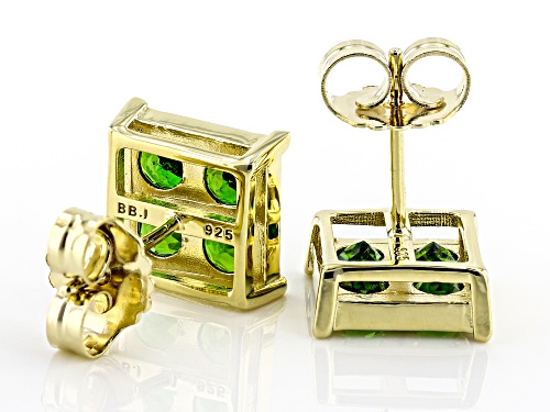 0.75ctw Round Chrome Diopside 18k Yellow Gold Over Sterling Silver Men's Stud Earrings