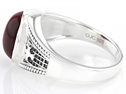 12x10mm Oval Cabochon Lab Created Ruby Sterling Silver Men's Ring - Size 9