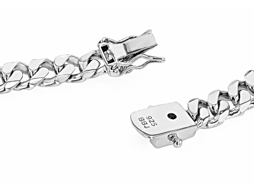0.09ct Blue Lab Created Sapphire Accent Rhodium Over Sterling Silver Men's Bracelet - Size 8.5
