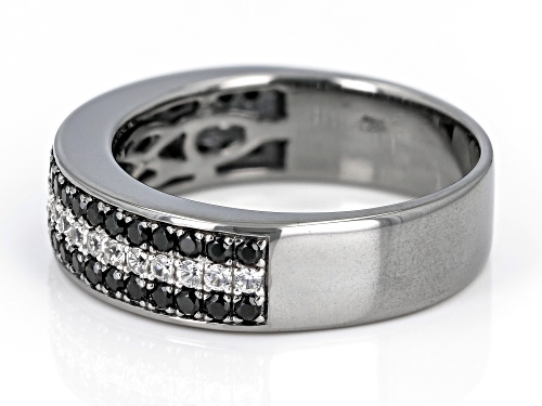 0.79ctw Round Black Spinel With 0.47ctw White Zircon Black Rhodium Over Sterling Silver Band Ring - Size 9