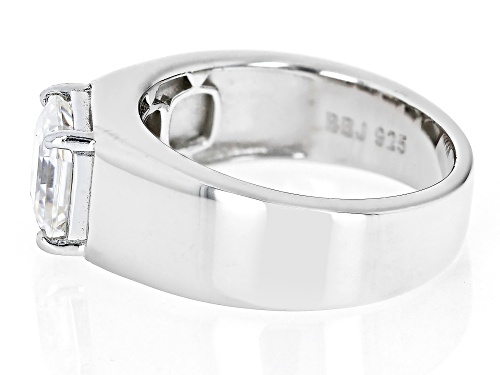 3.25ct Asscher Cut Strontium Titanate Rhodium Over Sterling Silver Solitaire Ring - Size 10