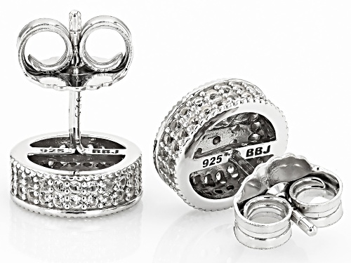 0.95ctw Round Lab Created White Sapphire Rhodium Over Sterling Silver Stud Earrings