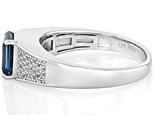 1.70ct London Blue Topaz With 0.20ctw White Topaz Rhodium Over Sterling Silver Men's Ring - Size 13