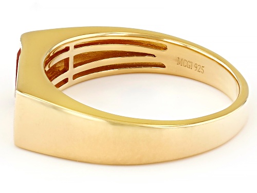 0.25ct Baguette Vermelho Garnet™ 18k Yellow Gold Over Sterling Silver Men's Signet Ring - Size 13