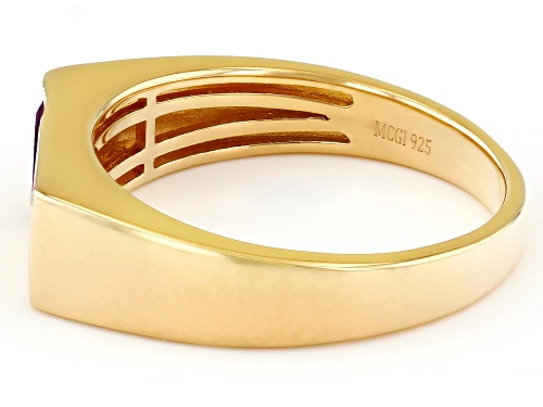 0.17ct Baguette Amethyst 18k Yellow Gold Over Sterling Silver Men's Signet Ring - Size 11