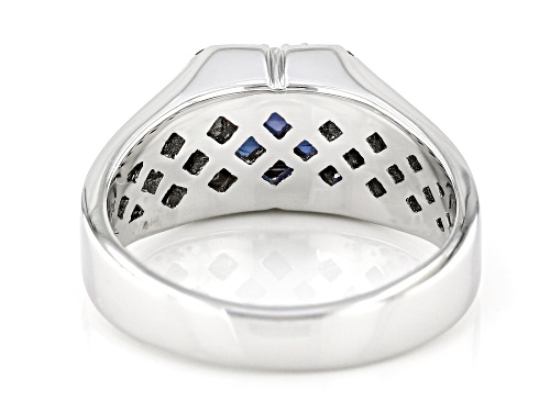 1.87ctw Lab Alexandrite With 0.21ctw White Zircon Rhodium Over Sterling Silver Men's Ring - Size 11