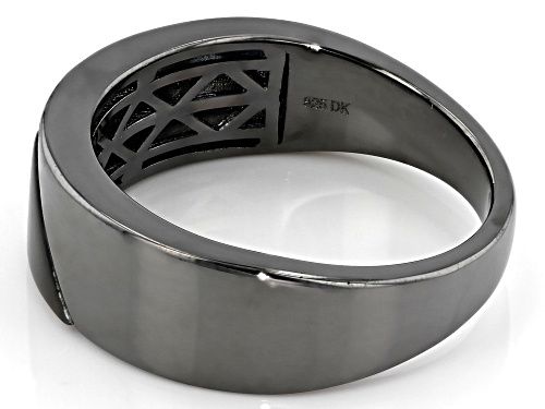 7.5x15.5mm Free-form Black Mother-Of-Pearl, Black Rhodium Over Sterling Silver Men's Band Ring - Size 10
