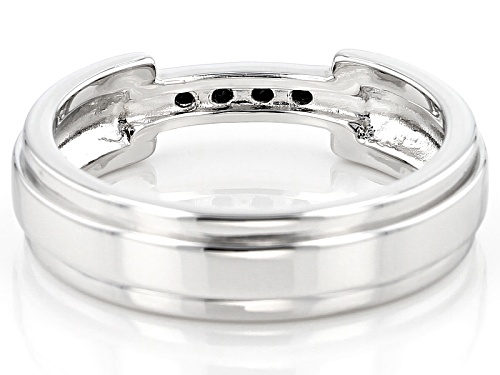 .17ctw Round Black Spinel Rhodium Over Sterling Silver Men's Band Ring - Size 12