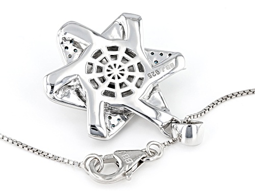 2.50ct Blue Star Sapphire, .30ctw Diamonds & White Zircon Rhodium Over Silver Men's Pendant/Chain