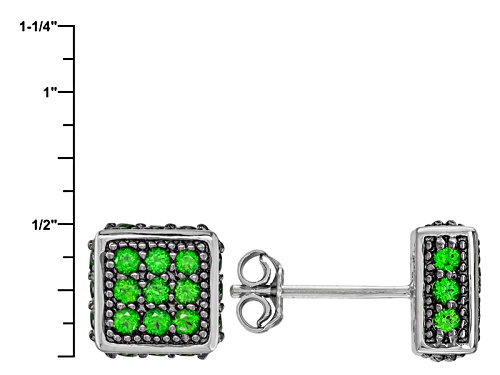 .92ctw Round Chrome Diopside Rhodium Over Sterling Silver Earrings