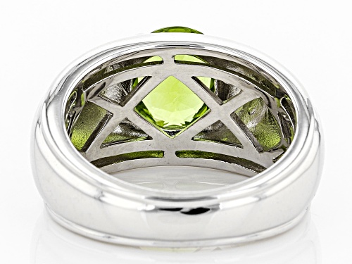 Green peridot sterling silver Mens ring 2.87ct - Size 11