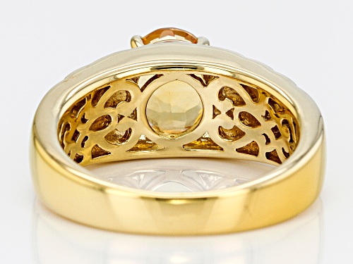 2.00ct oval Brazilian citrine solitaire, 18k yellow gold over sterling silver gent's ring - Size 11