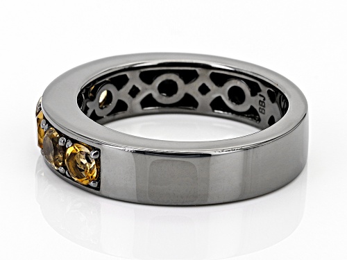 1.26ctw Round Citrine, Black Rhodium Over Sterling Silver Men's 6-Stone Band Ring - Size 10