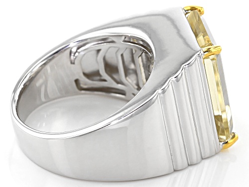 9.01ct Emerald Cut Labradorite Rhodium Over Sterling Silver Mens Ring - Size 12