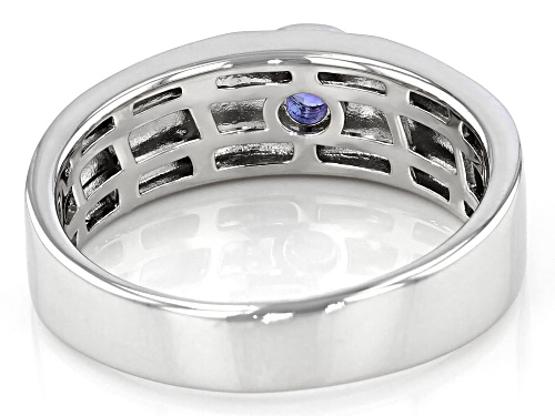 .26ct Round Tanzanite Rhodium Over Sterling Silver Mens Solitaire Ring - Size 12