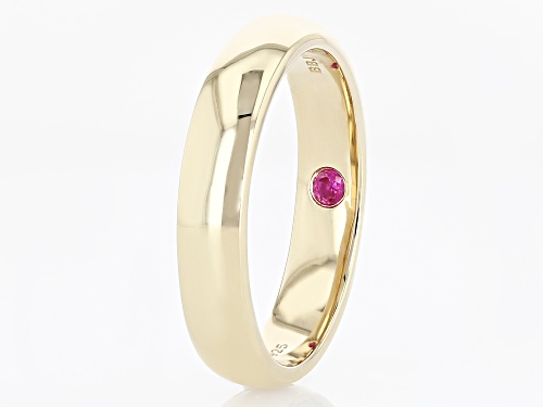 0.09ct Round Lab Created Ruby 18K Yellow Gold Over Sterling Silver Men's Solitaire Band Ring - Size 12