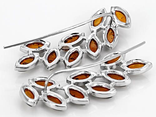 8x4mm Marquise Cabochon Yellow Amber Sterling Silver Climber Earrings