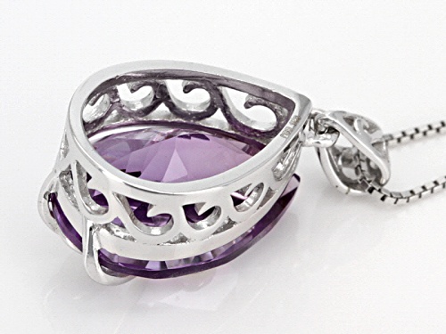9.31ct Pear Shape Rose de France Bolivian Amethyst Sterling Silver Solitaire Pendant With Chain