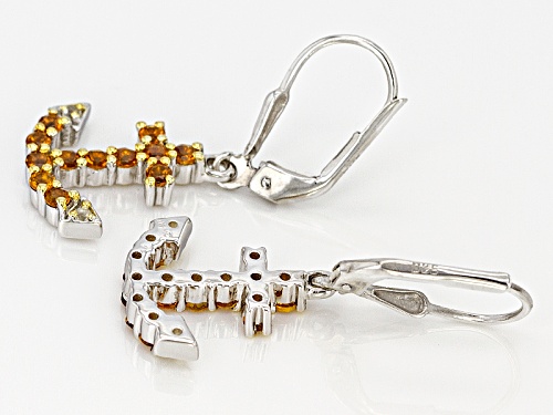 .72ctw Round Brazilian Citrine And .06ctw Round White Topaz Sterling Silver Anchor Dangle Earrings