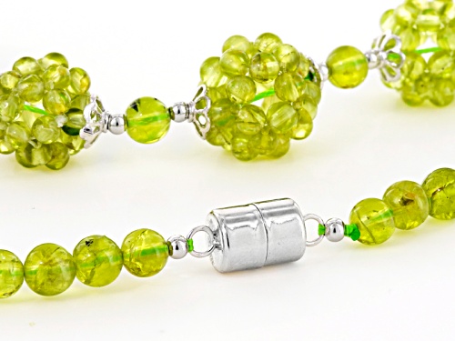 3-5mm Round Manchurian Peridot™ Sterling Silver Beaded Necklace - Size 20