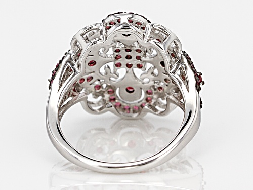 1.33ctw Round raspberry color Rhodolite Garnet Sterling Silver Ring - Size 8