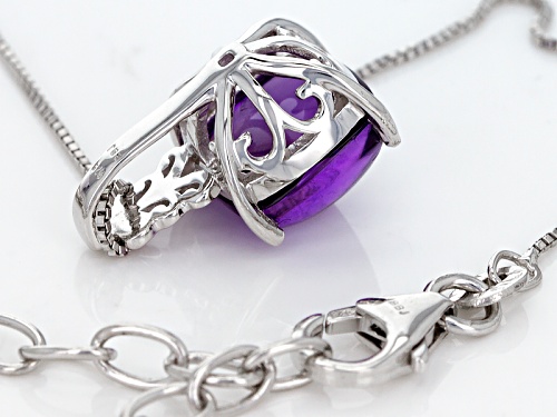 4.40ct Square Cushion Sugarloaf Cut African Amethyst Sterling Silver Pendant With Chain