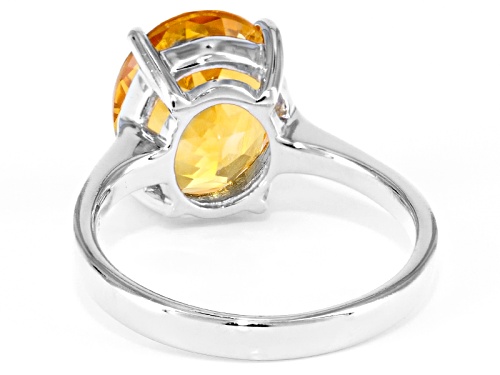 3.74ct Oval Brazilian Citrine Sterling Silver Solitaire Ring - Size 11