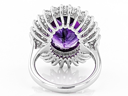 7.21ct Oval Moroccan Amethyst With 1.48ctw Round White Topaz Sterling Silver Ring - Size 8