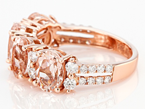 2.50ctw Oval Cor-De-Rosa Morganite With 0.50ctw Round White Diamond 14K Rose Gold  Ring - Size 7